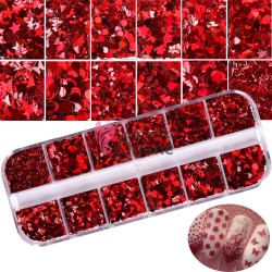 Decoratiuni pentru unghii DC033 din paiete combinate Rosii